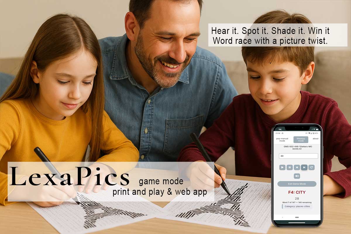 LexaPics web app word play