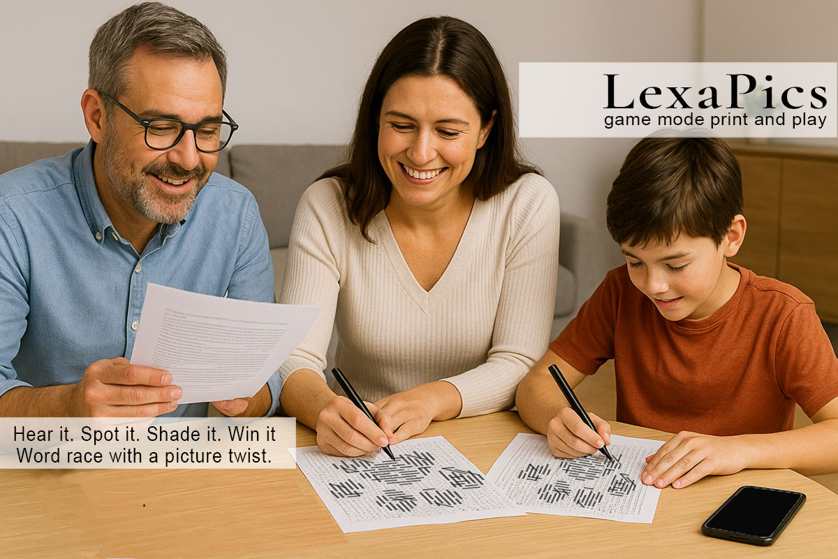 Family playing LexaPics PnP